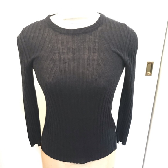 Theory Sag Harbor Kambee Armada Blue Linen knit Long Sleeve Sweater - Picture 14 of 16